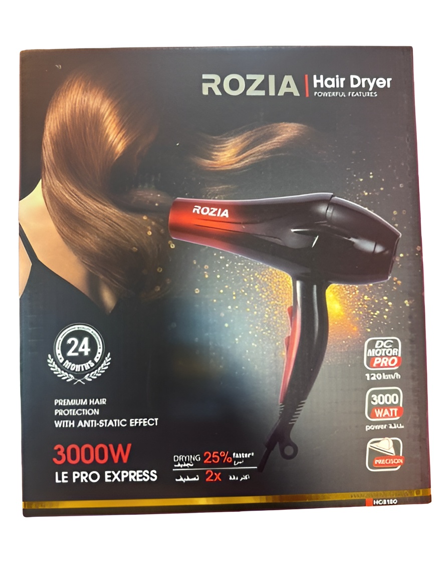 سشوار روزیا مدل HC8130 با توان 3000 وات و فناوری ضد الکتریسیته ساکن