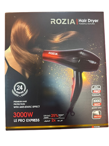 سشوار روزیا مدل HC8130 با توان 3000 وات و فناوری ضد الکتریسیته ساکن