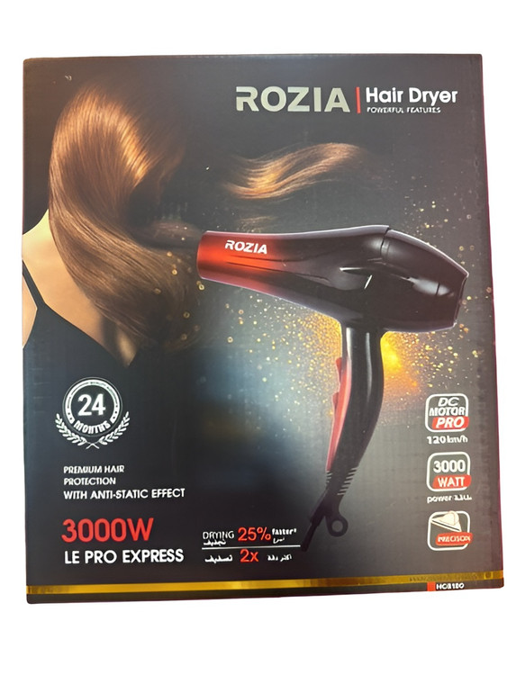 سشوار روزیا مدل HC8130 با توان 3000 وات و فناوری ضد الکتریسیته ساکن