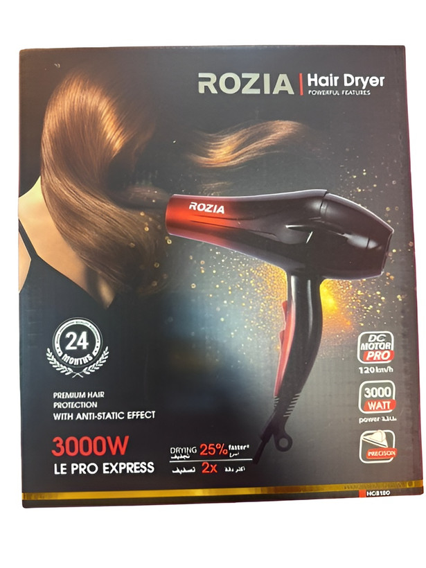 سشوار روزیا مدل HC8130 با توان 3000 وات و فناوری ضد الکتریسیته ساکن